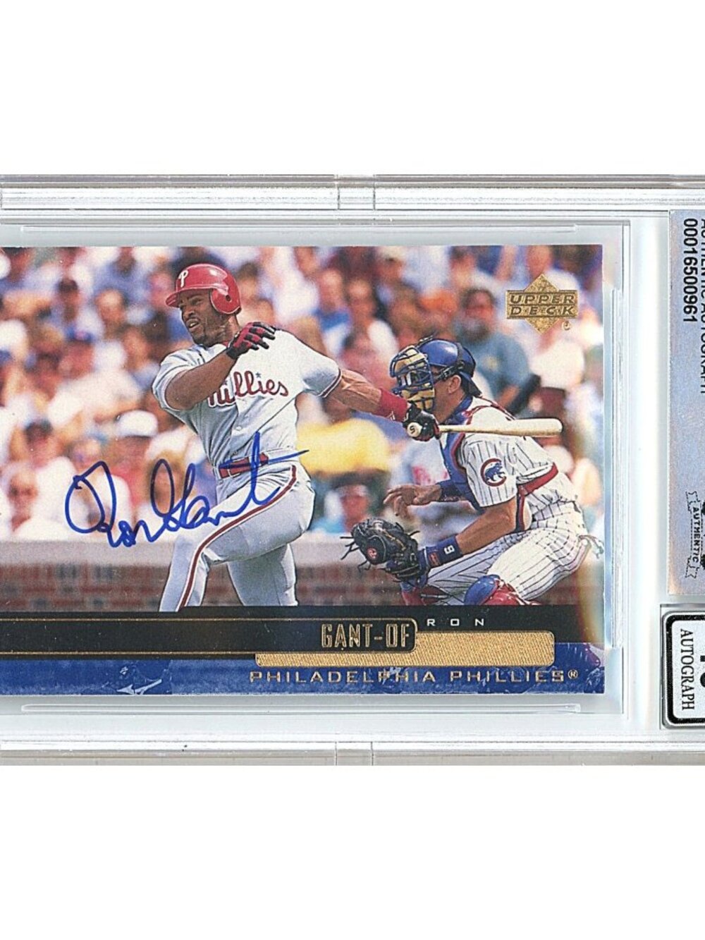 Ron Gant Signed 2000 Upper Deck #197 Philadelphia Phillies BAS Slab BGS Auto 10